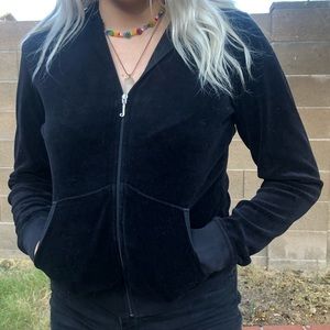 juicy couture velvet black tracksuit zip up hoodie